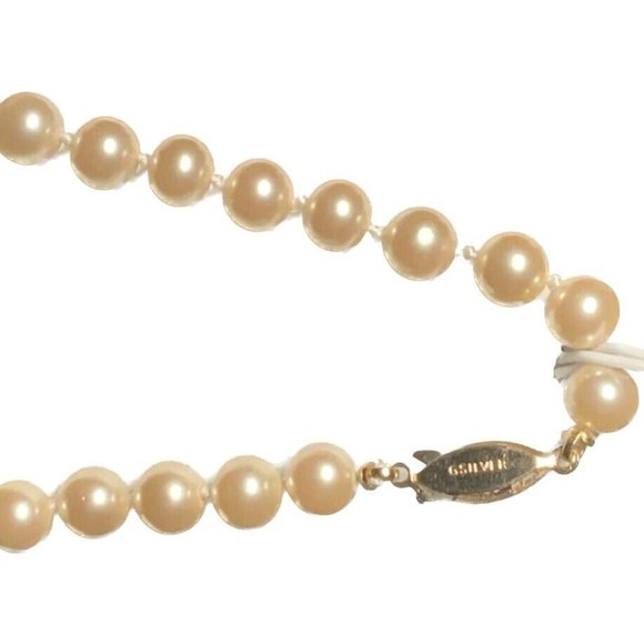 Vintage Single Strand 30” Faux Pearl Necklace German Silver Clasp - Picture 4 of 4